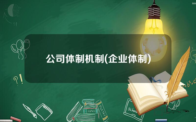 公司体制机制(企业体制)