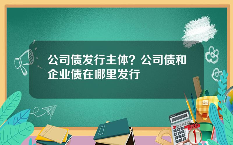 公司债发行主体？公司债和企业债在哪里发行