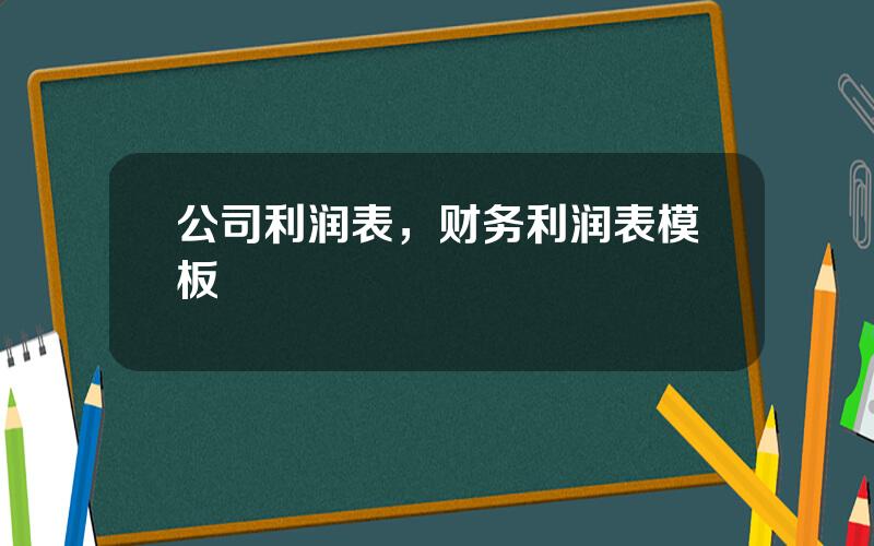 公司利润表，财务利润表模板