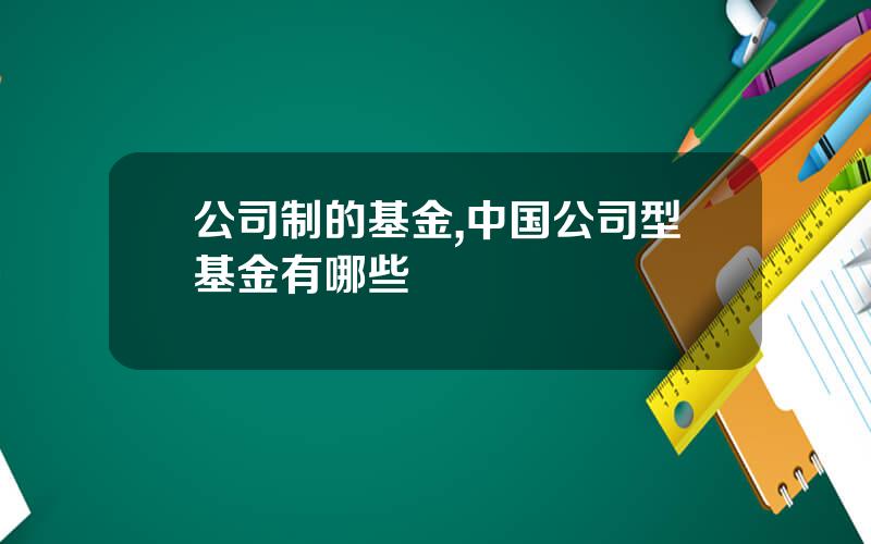 公司制的基金,中国公司型基金有哪些