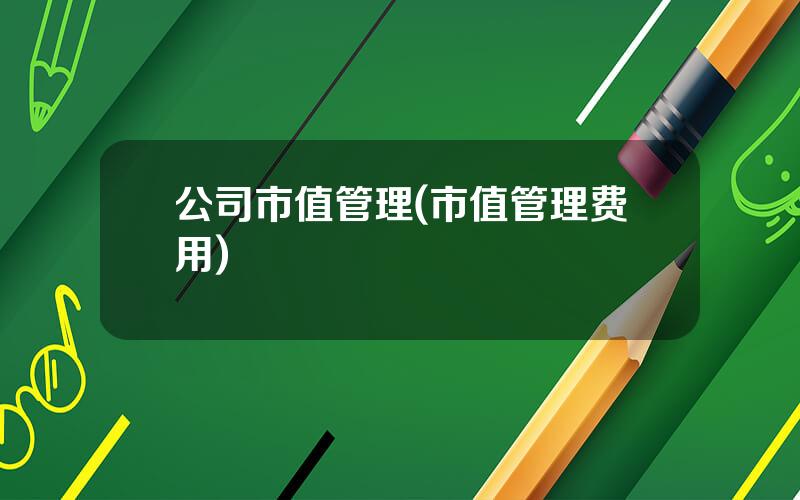 公司市值管理(市值管理费用)