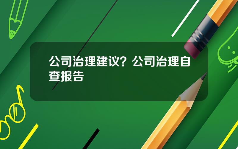 公司治理建议？公司治理自查报告