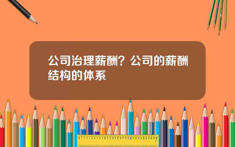 公司治理薪酬？公司的薪酬结构的体系