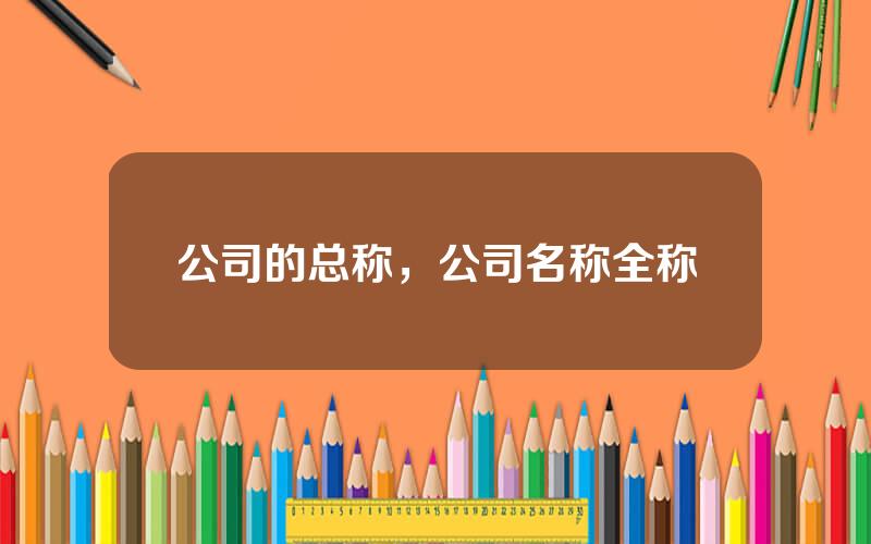 公司的总称，公司名称全称