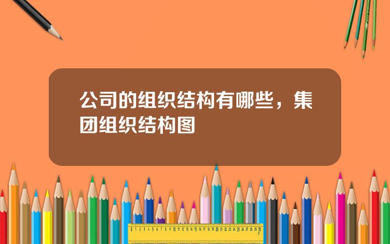 公司的组织结构有哪些，集团组织结构图