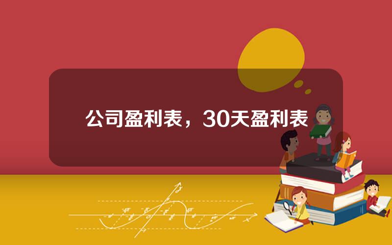 公司盈利表，30天盈利表