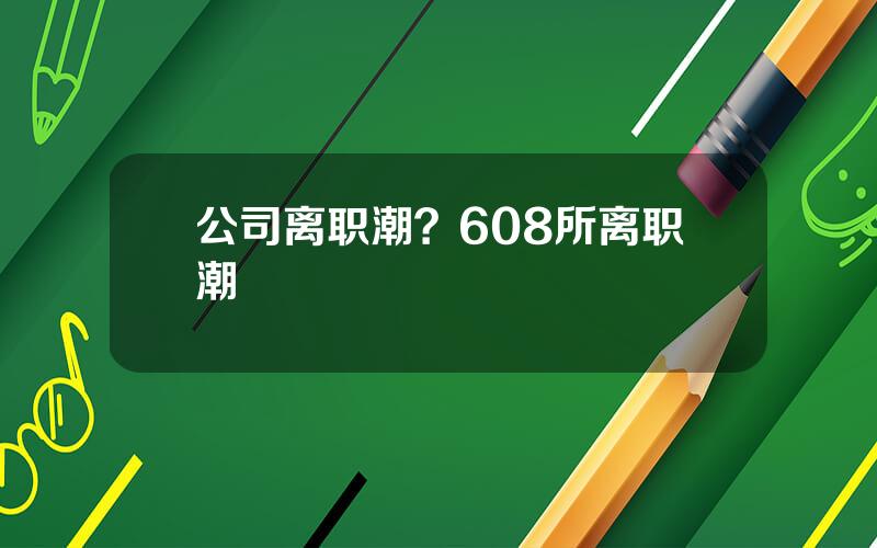 公司离职潮？608所离职潮