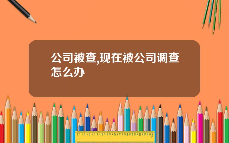公司被查,现在被公司调查怎么办