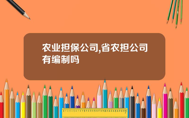 农业担保公司,省农担公司有编制吗