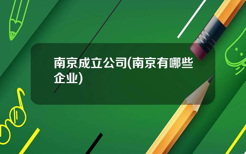 南京成立公司(南京有哪些企业)