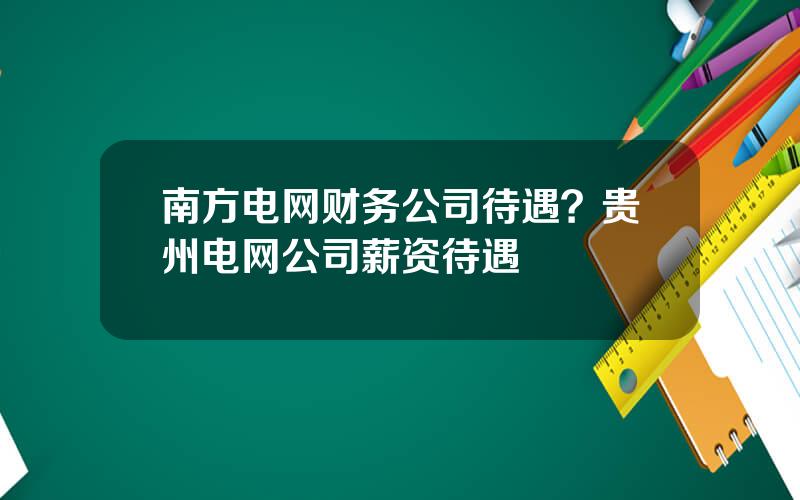 南方电网财务公司待遇？贵州电网公司薪资待遇
