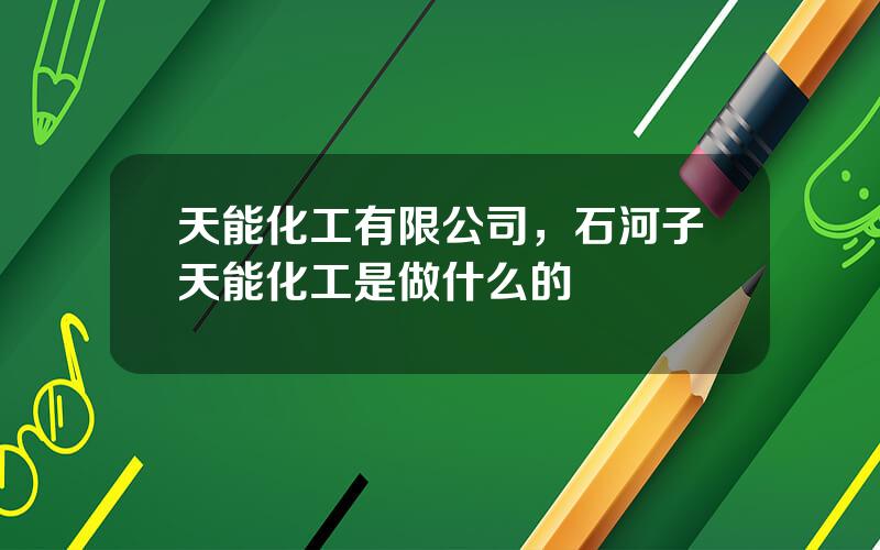 天能化工有限公司，石河子天能化工是做什么的