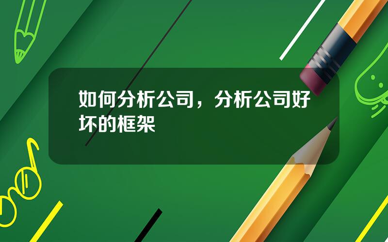 如何分析公司，分析公司好坏的框架