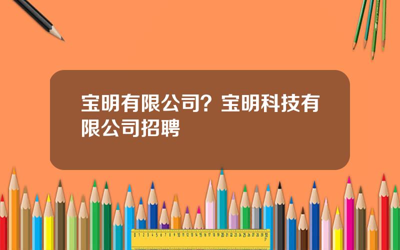 宝明有限公司？宝明科技有限公司招聘
