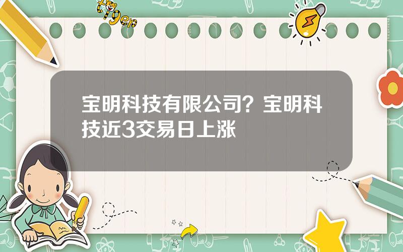 宝明科技有限公司？宝明科技近3交易日上涨