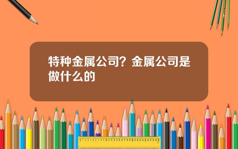 特种金属公司？金属公司是做什么的